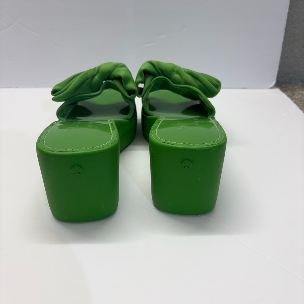 kate spade Bright Green Satin Knot Platform Slides - Picture 7 of 7